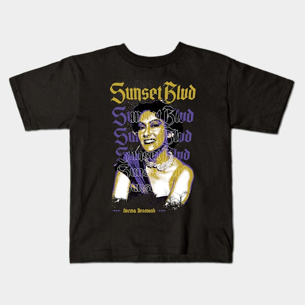 vintage antidesign sunset blvd norma desmond metal Kids T-Shirt by THE SUP OMO